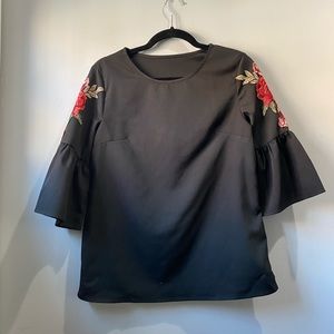 2/$10 Black Embroidered Top